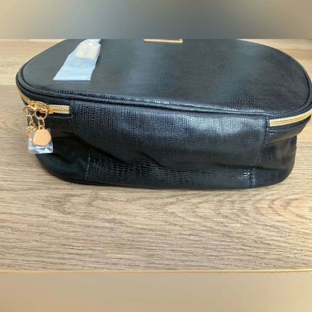 Lancôme Paris Cosmetic Train Case | Black Faux Leather | Large | NWOT